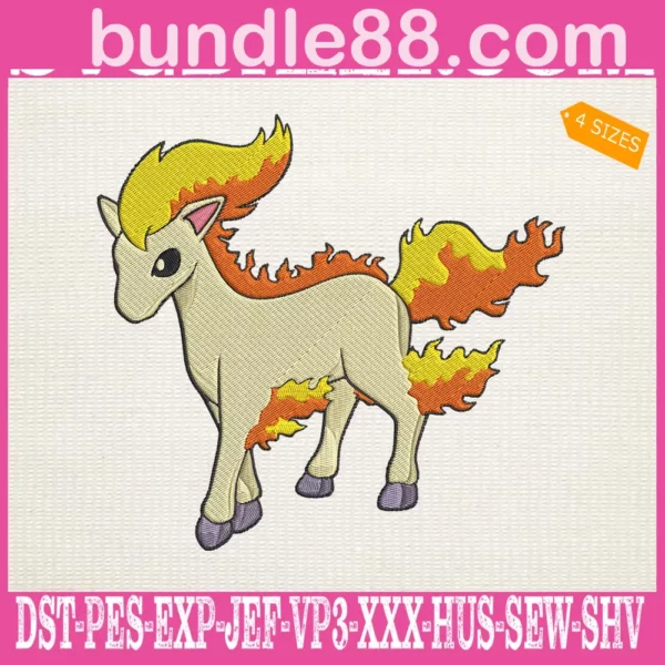 Ponyta Pokemon Embroidery Design