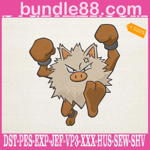 Primeape Pokemon Embroidery Design