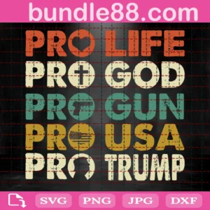 Pro Life Pro God Pro Gun Pro Usa Pro Trump Svg