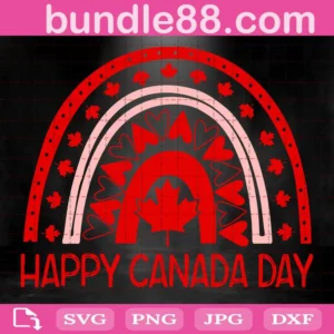 Rainbow Canada Maple Leaf Happy Canada Day Svg