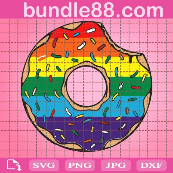 Rainbow Donut Digital Download Svg