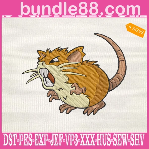 Raticate Pokemon Embroidery Design