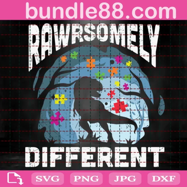 Rawrsomely Different Dinosaurs Autism Awareness Puzzle Svg