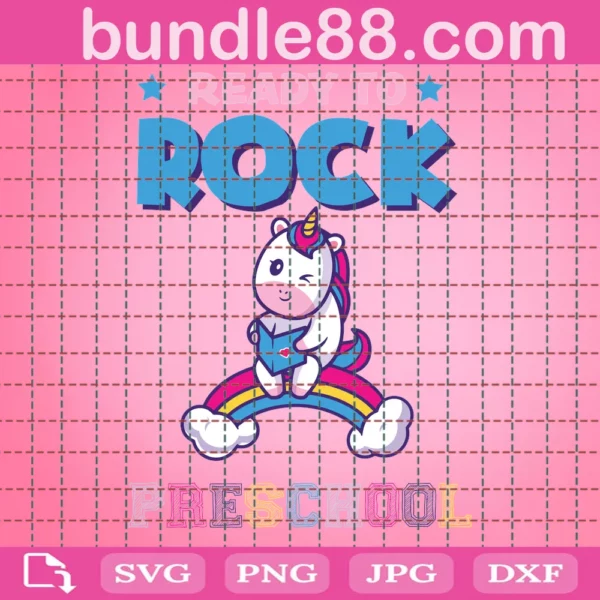 Ready To Rock Preschool Unicorn Rainbow Back To School Kids Svg