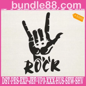 Rock And Roll Hand Sign Embroidery Design