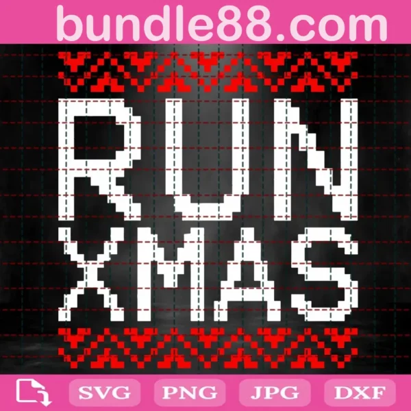 Run Xmas Svg, Festive Gift Svg