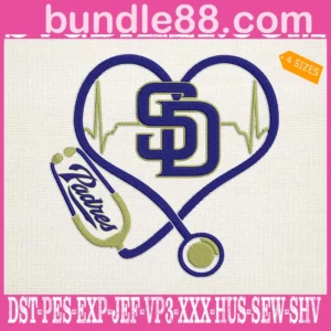San Diego Padres Nurse Stethoscope Embroidery Files