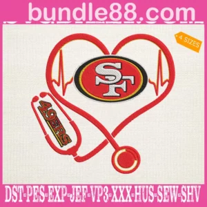 San Francisco 49ers Heart Stethoscope Embroidery Files