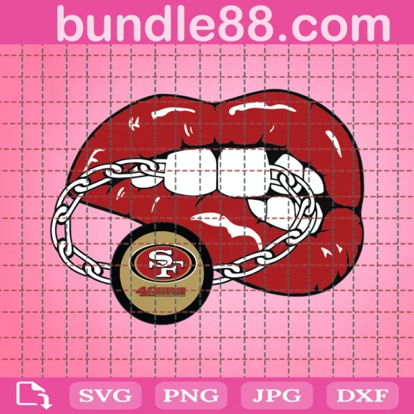 San Francisco 49Ers Sexy Lips Mouth Bite Chain Svg