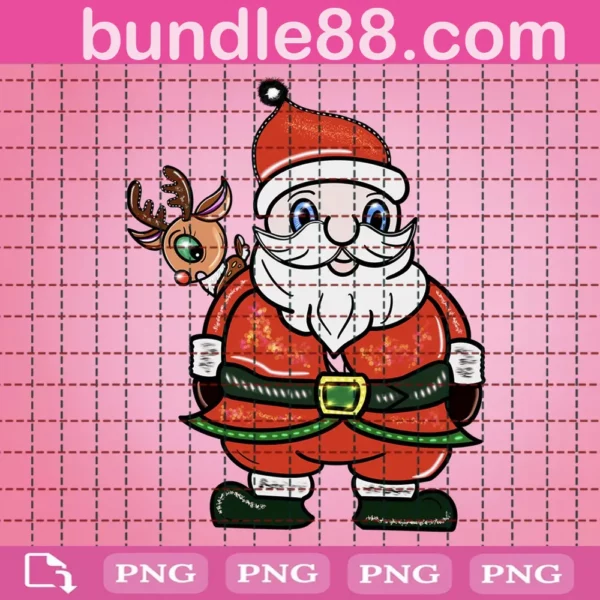 Santa Claus With Reindeer Png