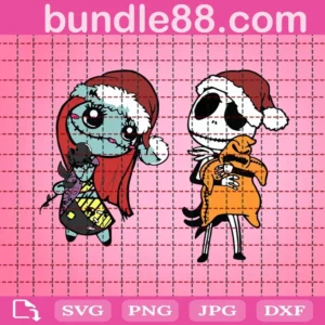 Santa Sally And Jack Skellington Svg