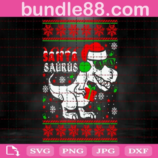 Santa Saurus Christmas Svg