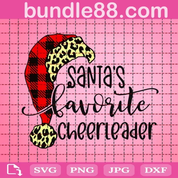 Santa'S Favorite Cheerleader With Leopard Hat Svg