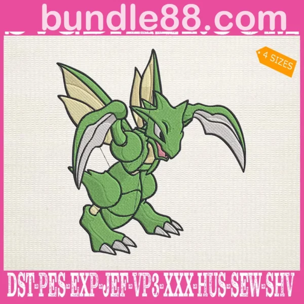 Scyther Pokemon Embroidery Design