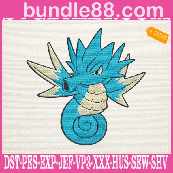 Seadra Pokemon Embroidery Design