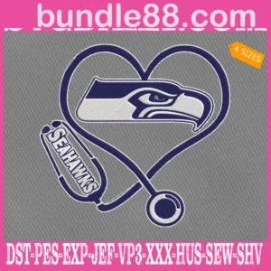 Seattle Seahawks Heart Stethoscope Embroidery Files
