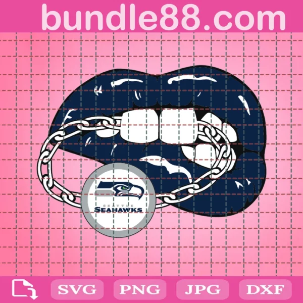 Seattle Seahawks Sexy Lips Mouth Bite Chain Svg