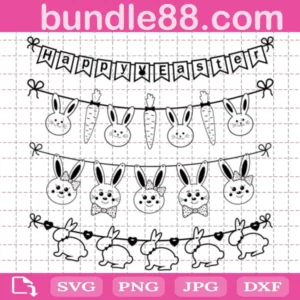 Set Of Easter Bunny Garlands Bundle Svg Free