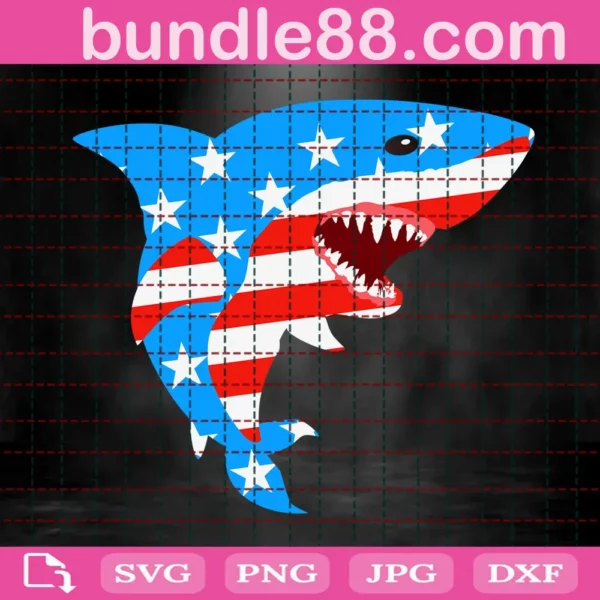 Shark American Flag Svg