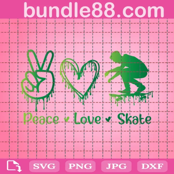 Skate Svg, Peace Love Skate Svg