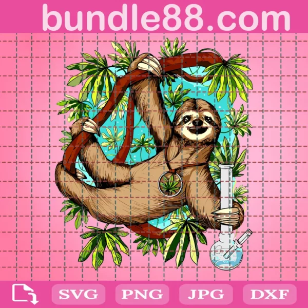 Sloth Weed Stoner Weed Hippie Svg