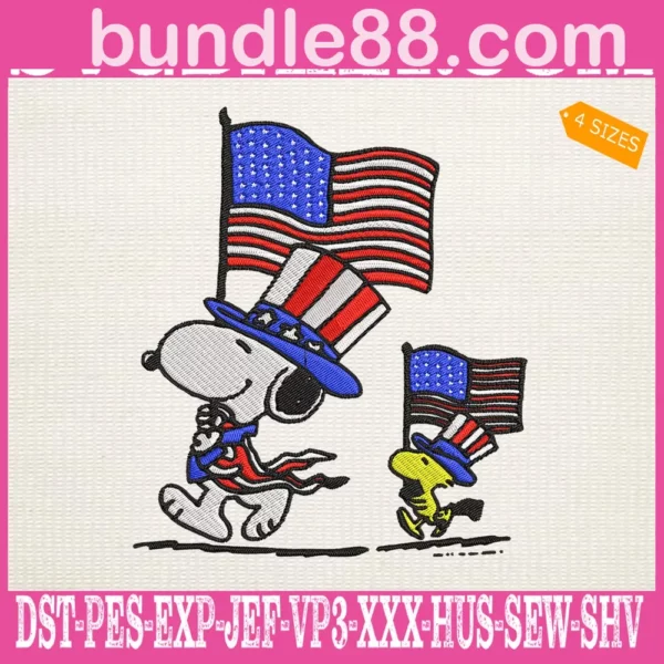 Snoopy 4th Of July Embroidery Files