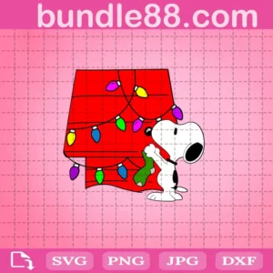 Snoopy Decorates His House With Christmas Lights Svg