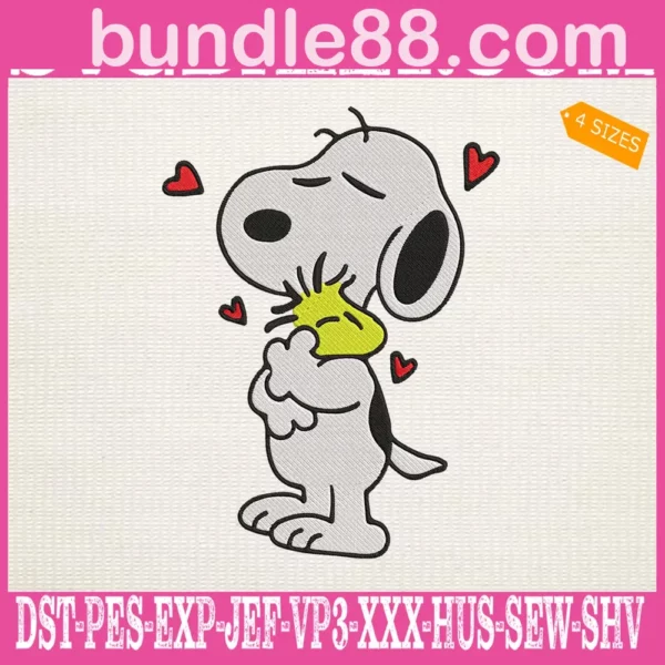 Snoopy Hug Woodstocks Embroidery Files