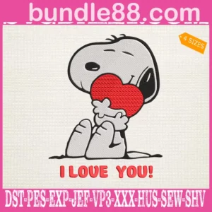 Snoopy I Love You Embroidery Files