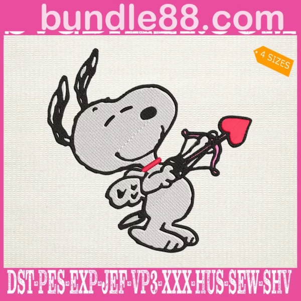 Snoopy Love Arrow Embroidery Files