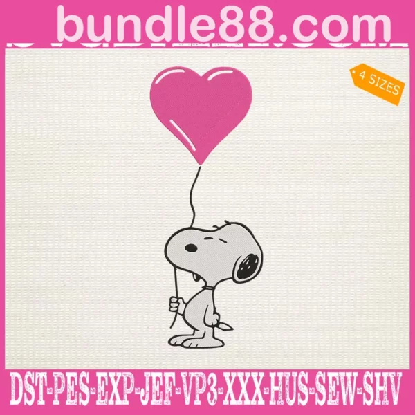 Snoopy Love Balloons Embroidery Files