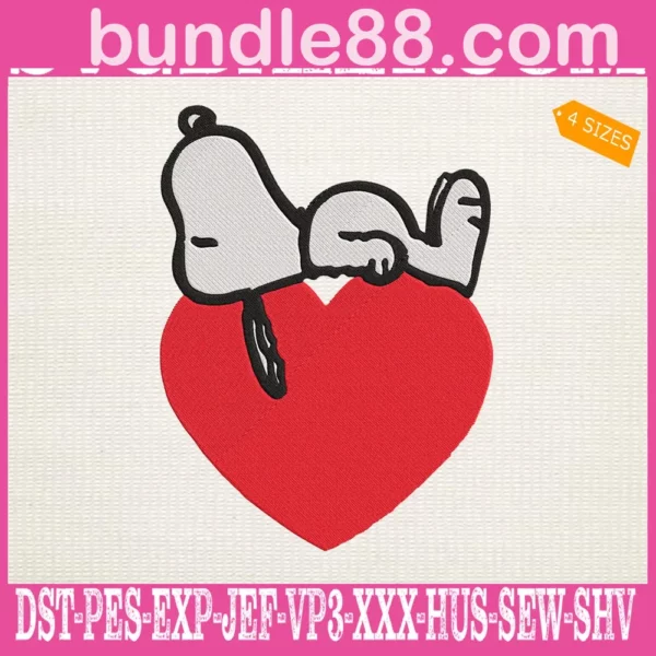 Snoopy Love Heart Embroidery Files