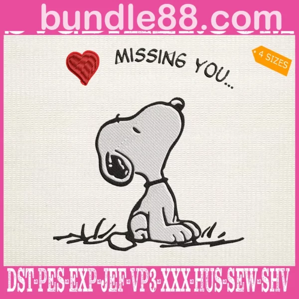 Snoopy Missing You Embroidery Files