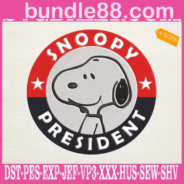 Snoopy President Embroidery Files