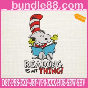 Snoopy Reading Books Embroidery Files