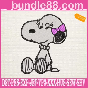 Snoopy Wearing Bow Embroidery Files