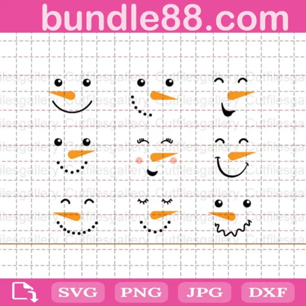 Snowman Face Bundle Svg Free