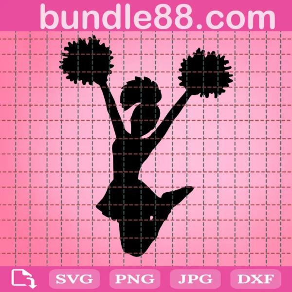 Sports Clipart: Black Cheerleader Silhouette Jumping In The Air