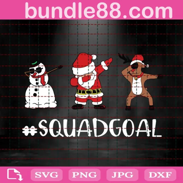 Squadgoal Svg, Dabbing Santa With Friends Svg