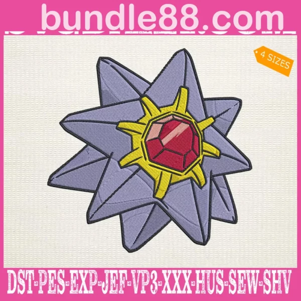 Starmie Pokemon Embroidery Design