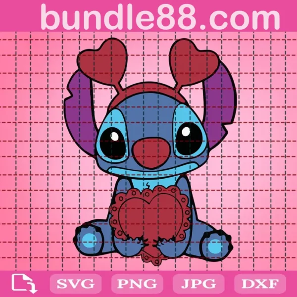 Stitch Valentine Svg