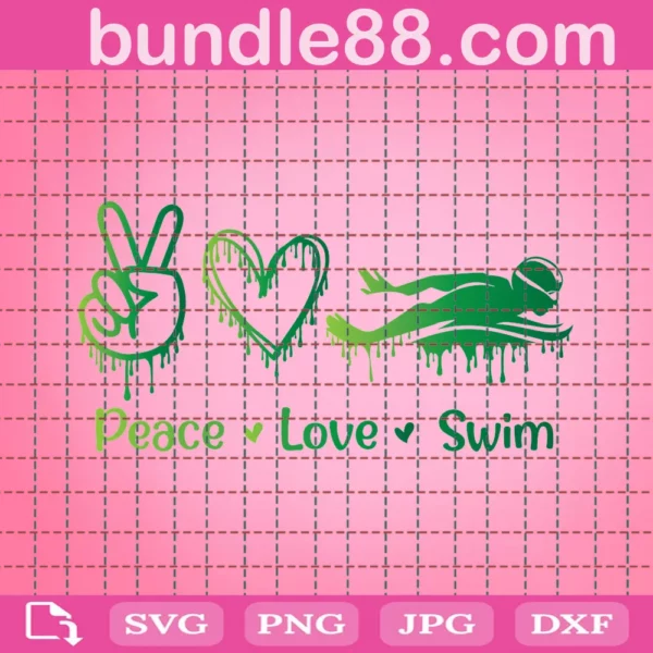 Swim Svg, Peace Love Swim Svg