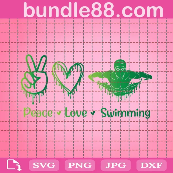 Swimming Svg, Peace Love Swimming Svg