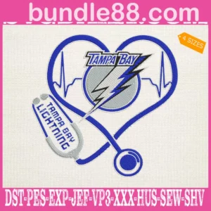 Tampa Bay Lightning Heart Stethoscope Embroidery Files