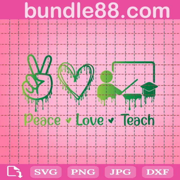 Teacher Svg, Peace Love Teach Svg