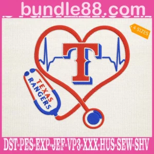 Texas Rangers Nurse Stethoscope Embroidery Files