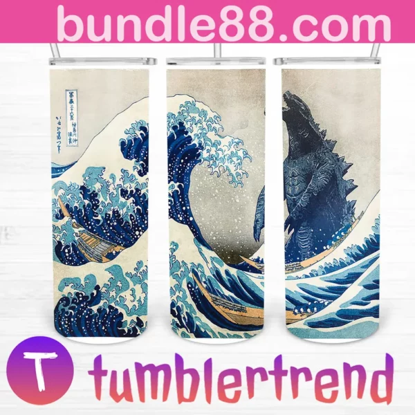 The Great Wave With Monster 20oz Tumbler Skinny
