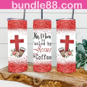 This Mom Is Fueled By Jesus And Coffee 20oz Tumbler Skinny