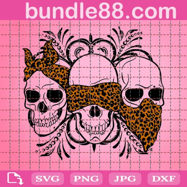 Three Skull No Speak No Hear No See Leopard Svg