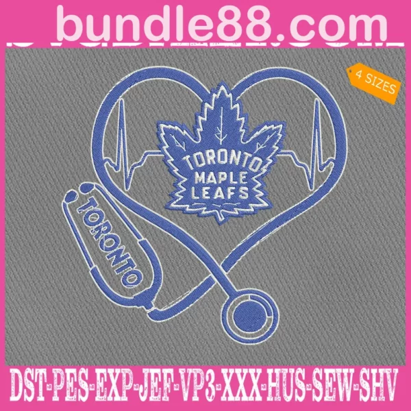 Toronto Maple Leafs Heart Stethoscope Embroidery Files